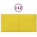 vidaXL Nástenné panely 12 ks bledožlté 30x15 cm látka 0,54 m²