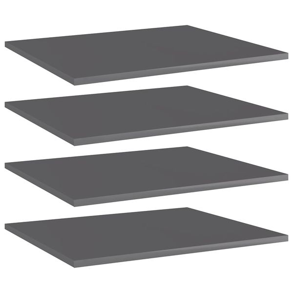vidaXL Prídavné police 4 ks, lesklé sivé 60x50x1,5 cm, drevotrieska