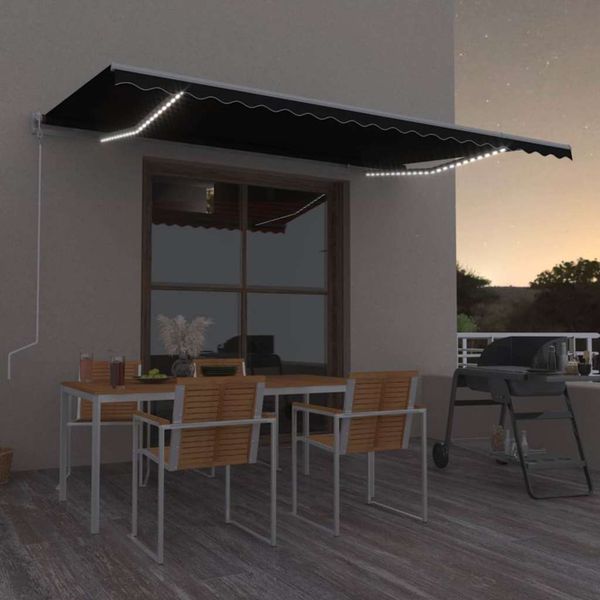 vidaXL Automatická markíza, LED a senzor vetra 500x350 cm, antracitová