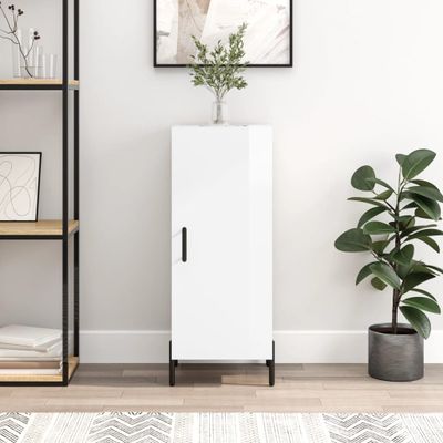 vidaXL Komoda lesklá biela 34,5x34x90 cm spracované drevo