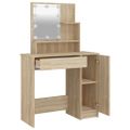 vidaXL Toaletný stolík s LED dub sonoma 86,5x35x136 cm