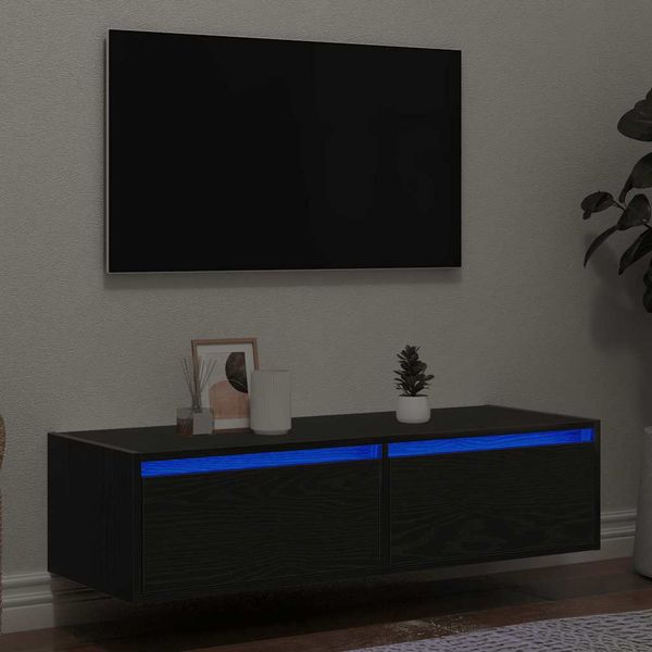 vidaXL TV skrinka s LED svetlami čierna 100X35,5x25 cm