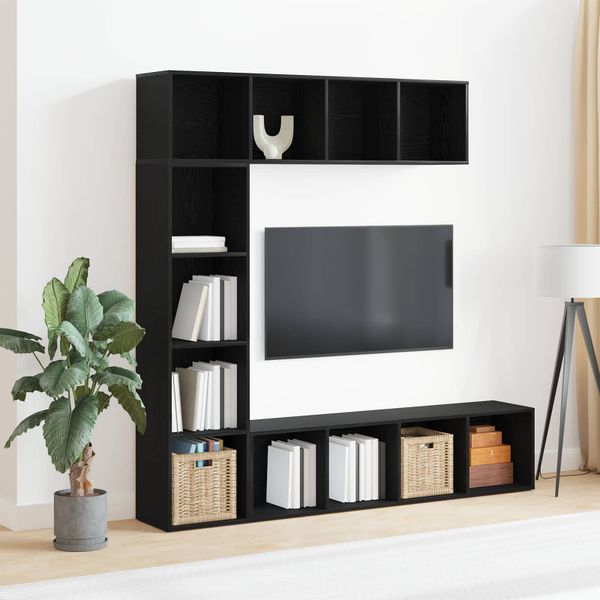vidaXL Regál na knihy 3 pcs Čierny dub 36 x 30 x 143 cm