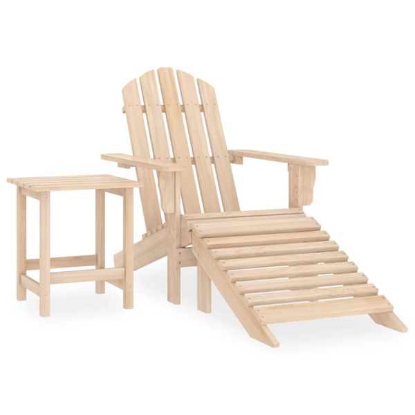 vidaXL Záhradná stolička Adirondack, otoman a stolík jedľový masív