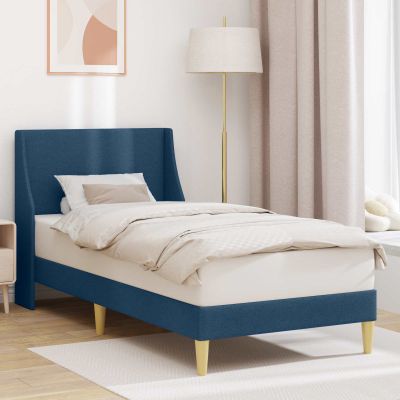 vidaXL Rám postele Jednofarebný Modrá 90 x 200 cm látka