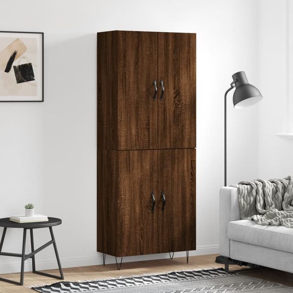 vidaXL Vysoká skrinka hnedý dub 69,5x34x180 cm spracované drevo