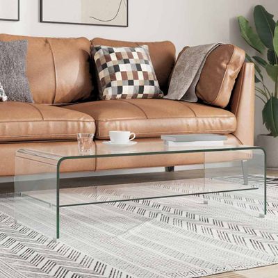 vidaXL Konferenčný stolík priehľadný 98x45x31 cm tvrdené sklo
