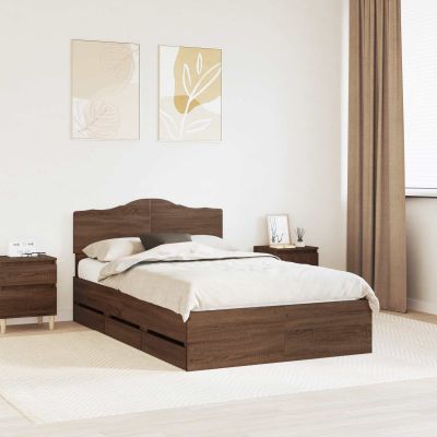 vidaXL Rám postele Hnedý dub 120 x 190 cm Inžinierske drevo