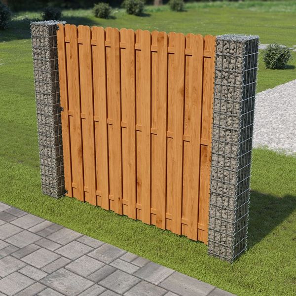 vidaXL Záhradný plotový panel+gabiónové stĺpiky, borovica 180x180 cm