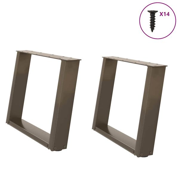 vidaXL Nohy konferenčného stolíka v tvare U, 2 ks, prírodná oceľ, 60 x (42-43) cm, oceľ