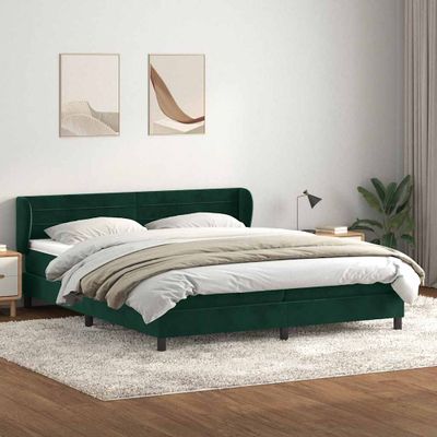 vidaXL Posteľný rám boxsping s matracmi tmavozelená 180x220 cm zamat