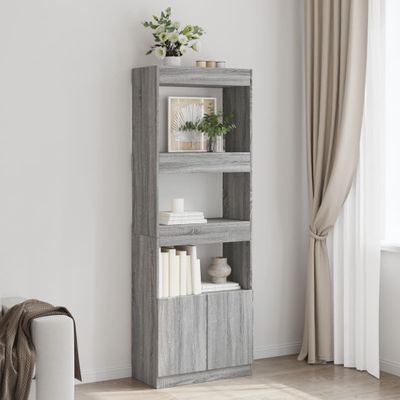 vidaXL Vysoká skrinka sivá sonoma 63x33x180 cm kompozitné drevo