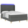 vidaXL Posteľ s pružinovým rámom s LED pásikmi Sivá 160 x 200 cm látka