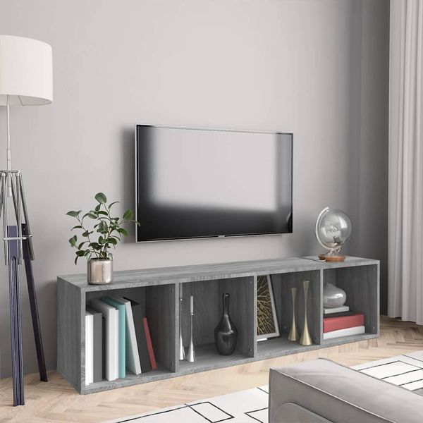 vidaXL Knižnica/TV skrinka sivá sonoma 143x30x36 cm spracované drevo