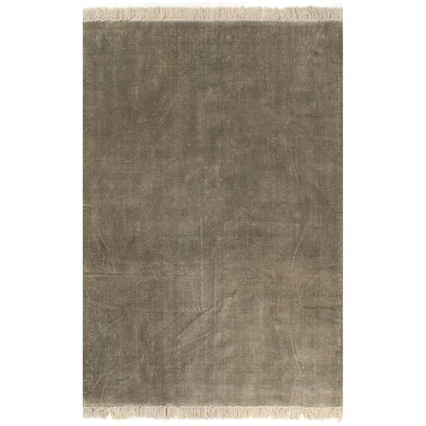 vidaXL Kilim Koberec z bavlny 160x230 cm sivo-hnedý