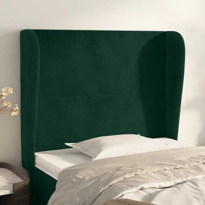 vidaXL Čelo postele so záhybmi tmavozelený 93 x 23 x 118/128 cm zamat