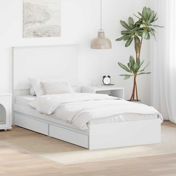 vidaXL Úložná posteľ so zásuvkou Biela 90 x 200 cm Kompozitné drevo