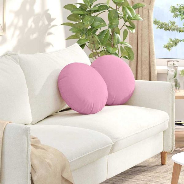 vidaXL Vankúše na sedenie 2 pcs Ružová Ø40 x 13 cm látka