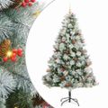 vidaXL Umelý vianočný stromček Zelená a biela 240 cm PVC, kov a plast