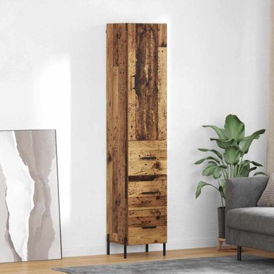 vidaXL Highboard Staré drevo 34,5 x 34 x 180 cm Kompozitné drevo