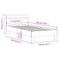 vidaXL Posteľný rám bez matraca so čelom dymový dub 75x190 cm