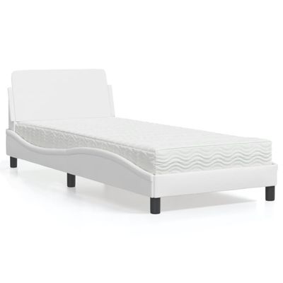 vidaXL Posteľ s matracom Dover biela 90x190 cm umelá koža