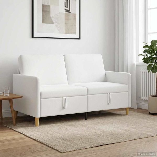 vidaXL Sofa s úložným priestorom Biela 152 x 78 x 87 cm Polyester