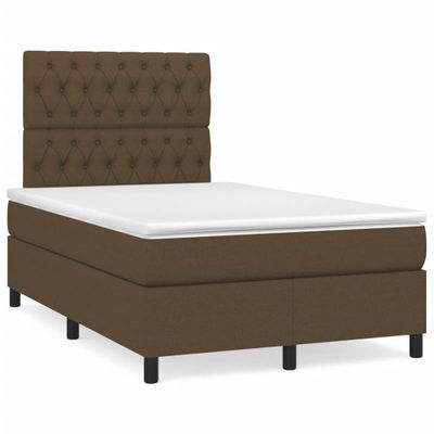 vidaXL Boxspring posteľ s matracom a LED tmavohnedá 120x190 cm látka