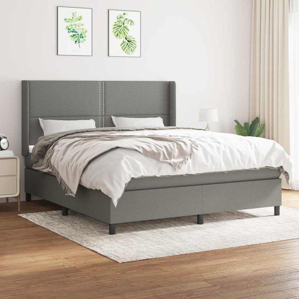 vidaXL Boxspring posteľ s matracom tmavosivá 160x200 cm látka