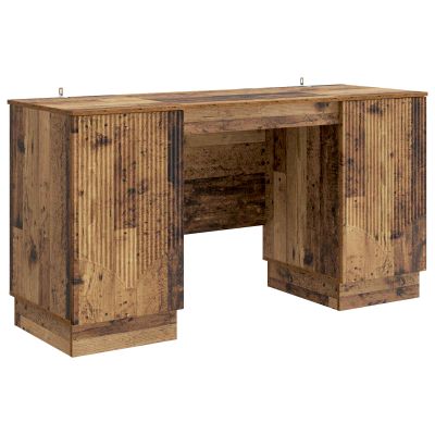 vidaXL Stôl s poličkou Staré drevo 142,5 x 50 x 75 cm Kompozitné drevo