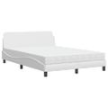 vidaXL Posteľ s matracom Dover biela 140x190 cm umelá koža