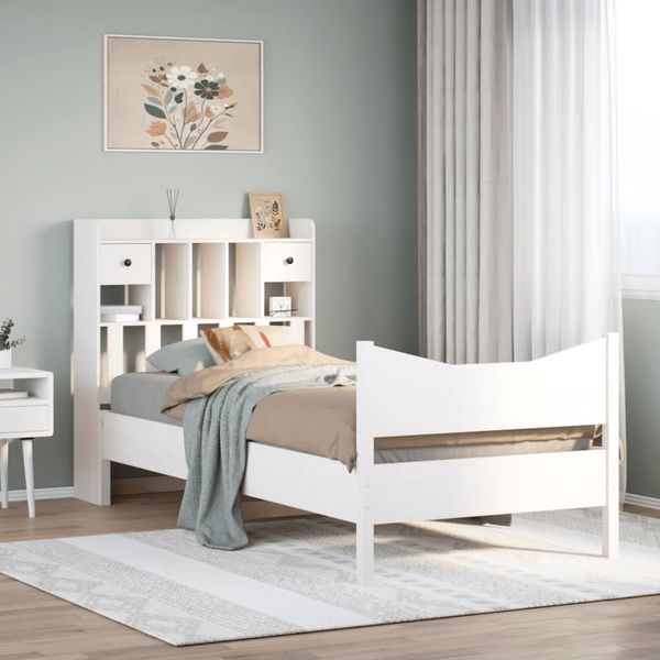 vidaXL Posteľ bez matraca biela 75x190 cm masívna borovica