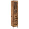 vidaXL Highboard Staré drevo 34,5 x 34 x 180 cm Kompozitné drevo