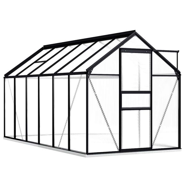 vidaXL Skleník s podkladovým rámom, antracitový, hliník 7,03 m²