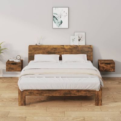 vidaXL Nástenné nočné stolíky 2 ks dymový dub 34x30x20 cm