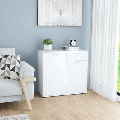vidaXL Komoda, biela 80x36x75 cm, kompozitné drevo