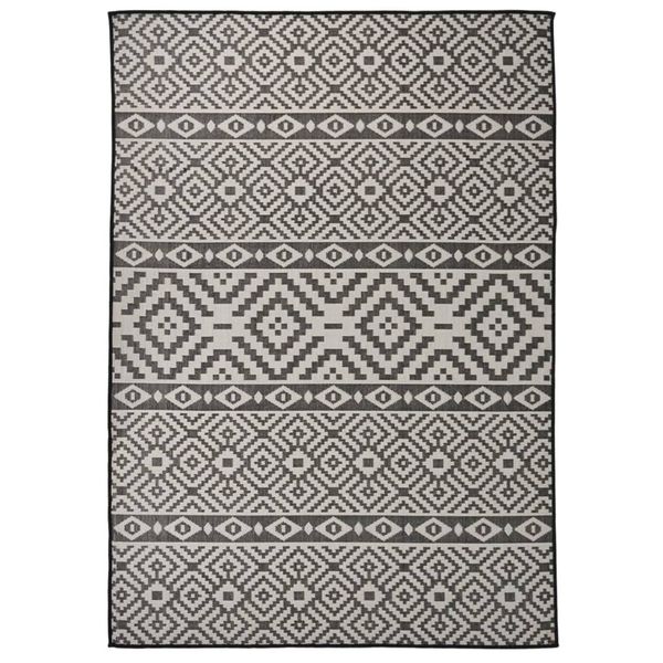 vidaXL Vonkajší koberec s plochým tkaním 140x200 cm čierny pruhovaný