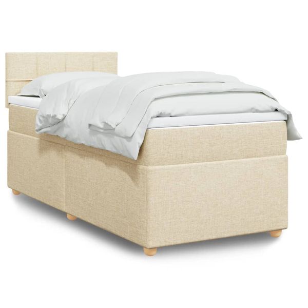 vidaXL Posteľný rám boxsping s matracom krémový 90x200 cm látka