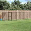 vidaXL Vonkajšia voliéra pre psov so strechou oceľová 26,62 m²