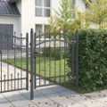 vidaXL Plotová brána s hrotmi EMMEN 125 x 100 cm Sivá Zamykateľné