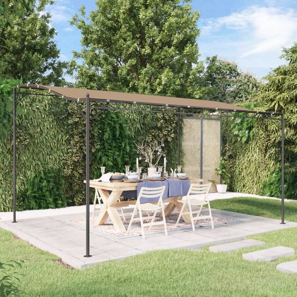 vidaXL Strieška sivohnedá 4x3 m 180 g/m² látka a oceľ