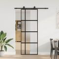 vidaXL Posuvné dvere s kovaním čierne 76x205 cm tvrdené sklo