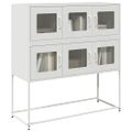 vidaXL Komoda biela 100,5x39x107 cm oceľ valcovaná za studena