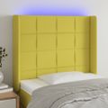 vidaXL Čelo postele s LED zelené 83x16x118/128 cm látka