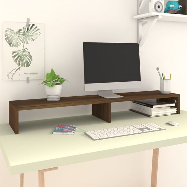 vidaXL Stojan na monitor hnedý dub 110x23,5x9 cm spracované drevo