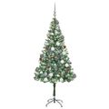 vidaXL Umelý vianočný stromček s 300 LED-i Zelená 180 cm PVC a oceľ