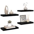 vidaXL Plávajúce nástenné police 4 ks, lesklé čierne 50x23,5x3,8 cm, MDF