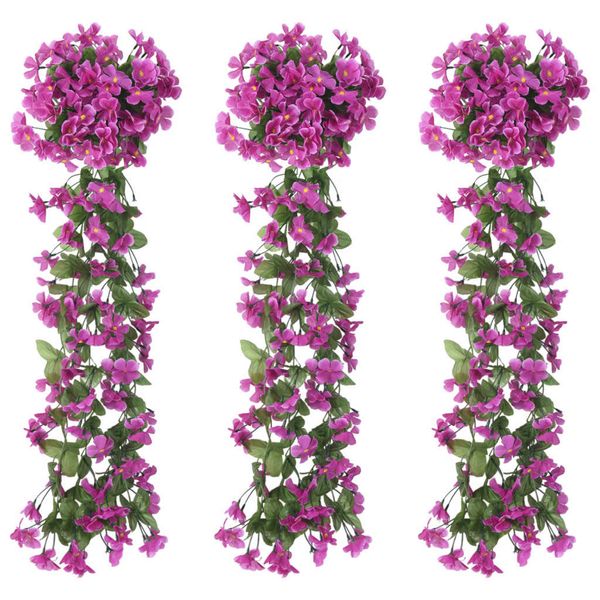 vidaXL Kvetinové girlandy 3 ks, svetlofialové 85 cm