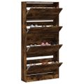 vidaXL Botník so 4 výklopnými zásuvkami dymový dub 80x21x163,5 cm