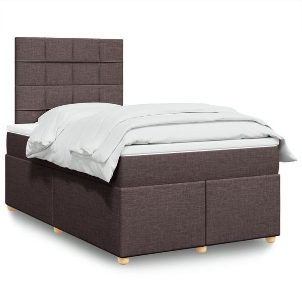 vidaXL Boxspring posteľ s matracom tmavohnedá 120x200 cm látka